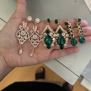 Elegant Green and Gold Women's Earrings